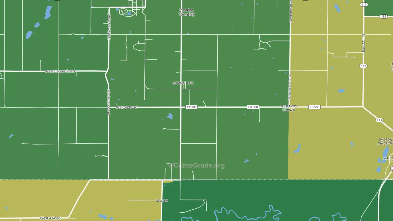 Summit City, MI Map of Theft Rates