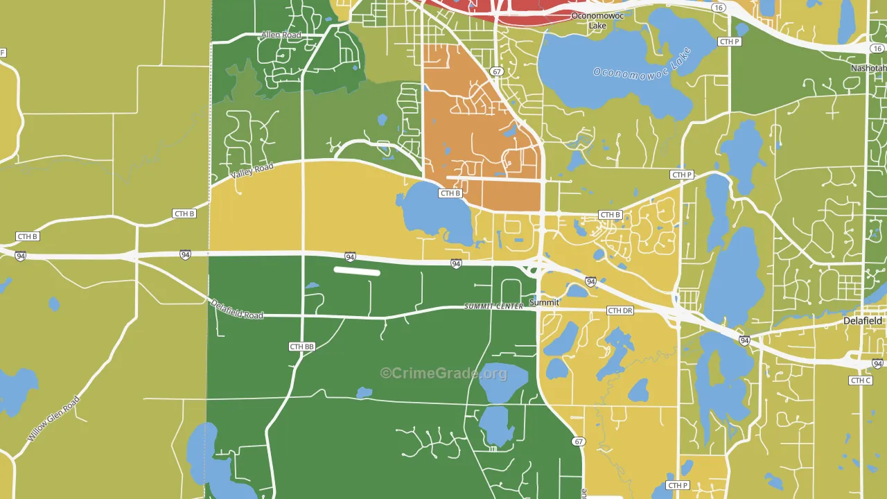 Summit Corners, WI Map of Theft Rates