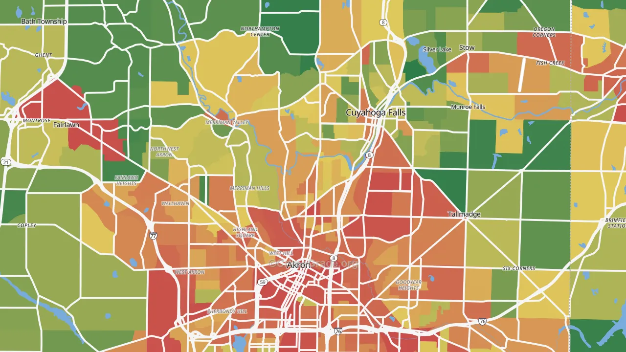 Summit County, OH Map of Theft Rates