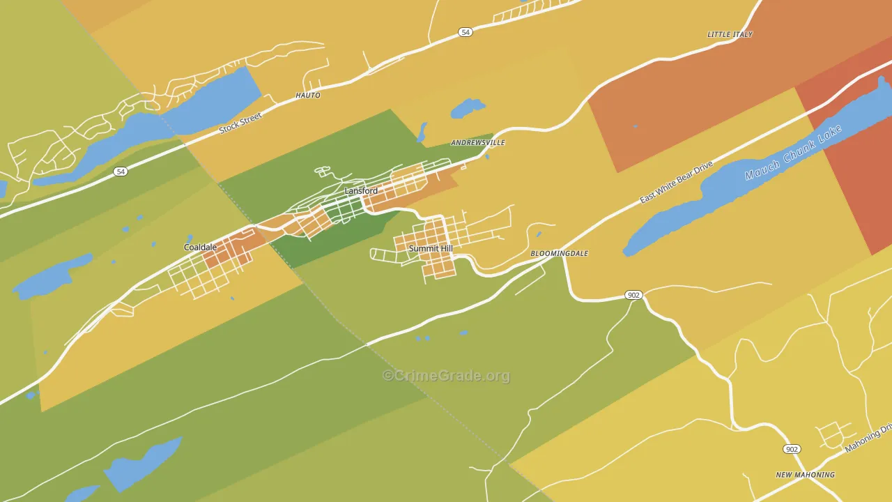 Summit Hill, PA Map of Theft Rates