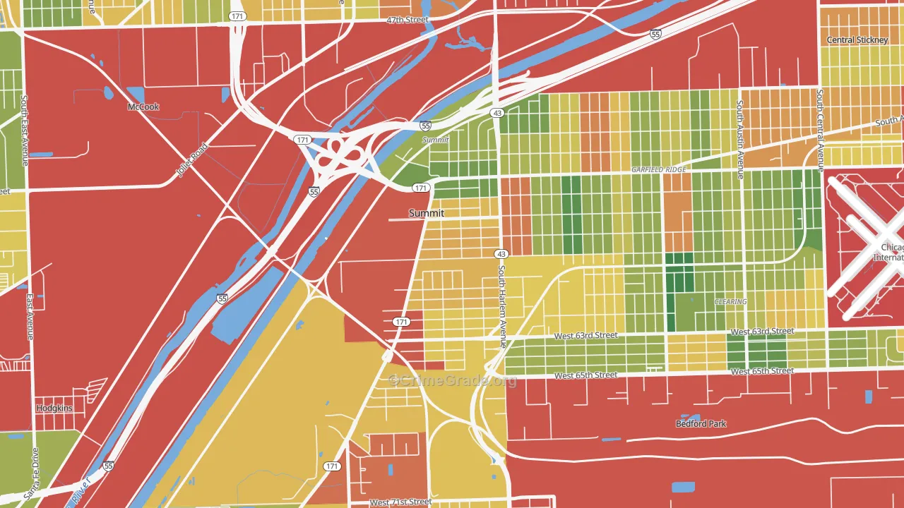 Summit, IL Map of Theft Rates