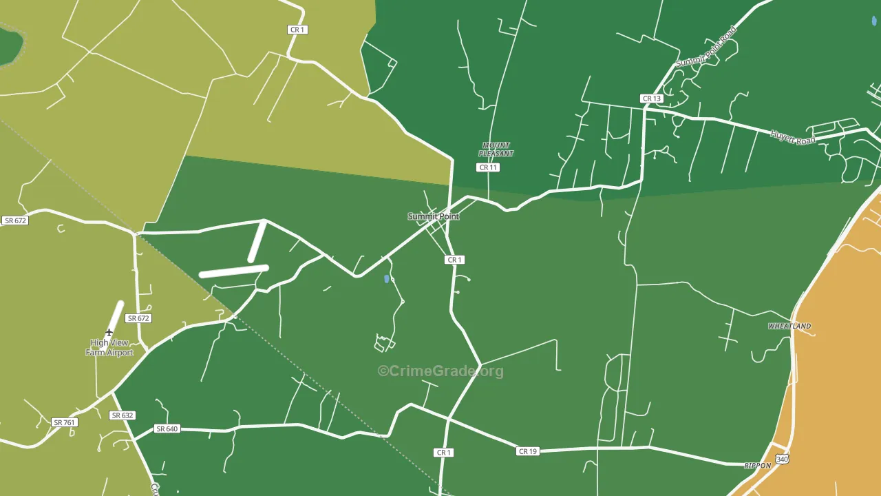 Summit Point, WV Map of Theft Rates