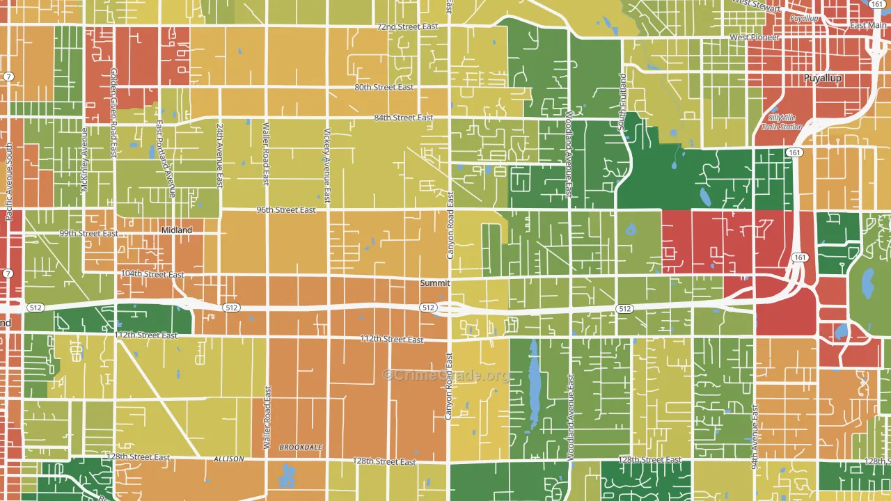 Summit, Puyallup, WA Map of Theft Rates