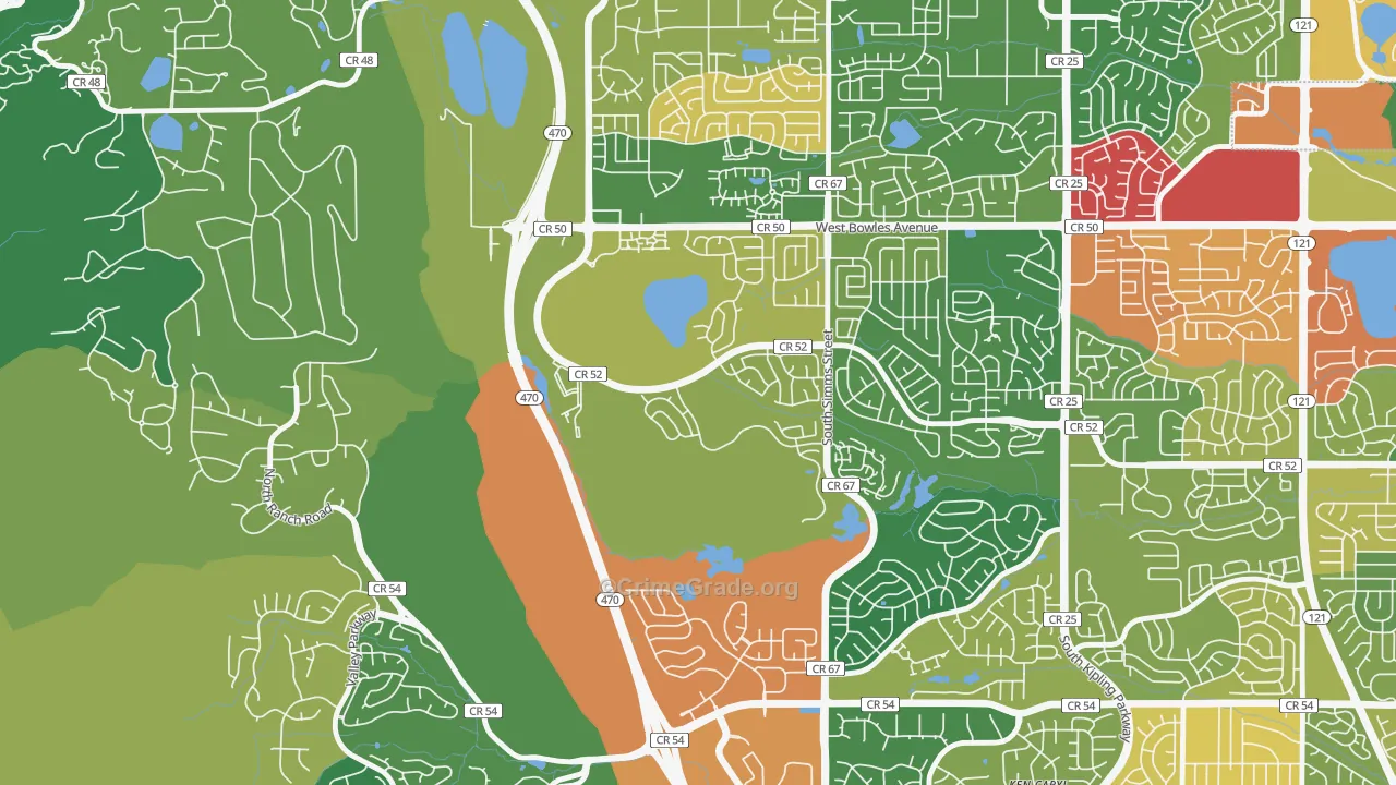 Summit Ridge at West Meadows, Dakota Ridge, CO Map of Theft Rates