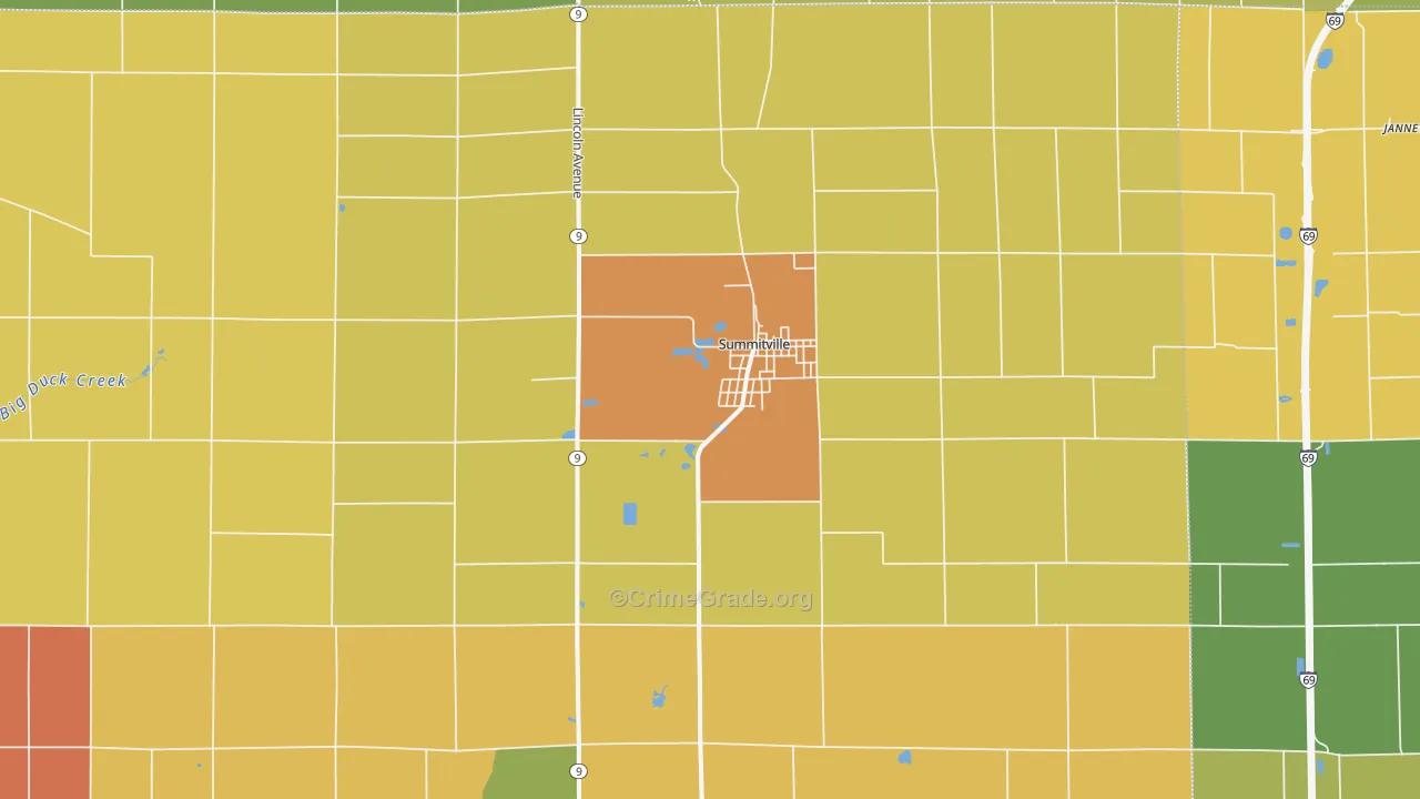Summitville, IN Map of Theft Rates
