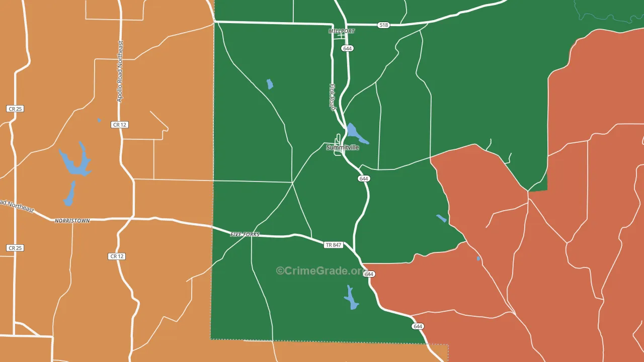 Summitville, OH Map of Theft Rates