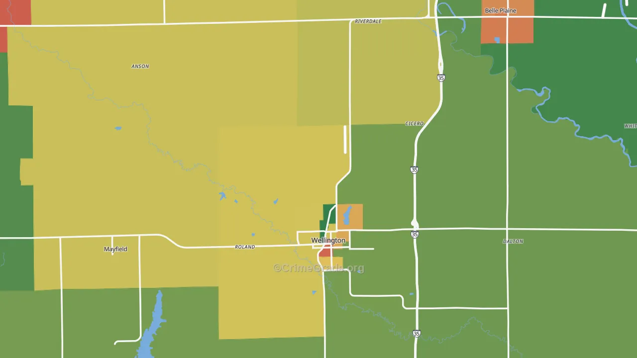 Sumner County, KS Map of Theft Rates