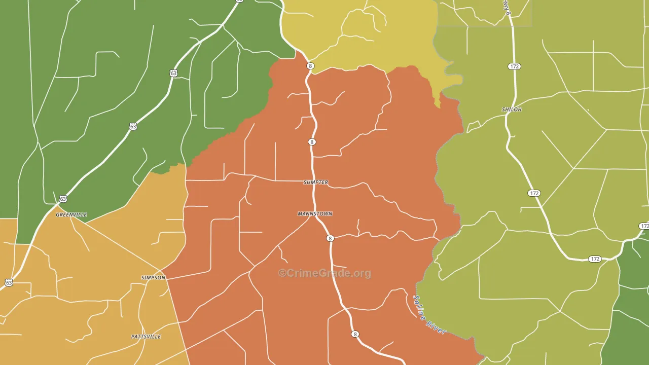 Sumpter, AR Map of Theft Rates