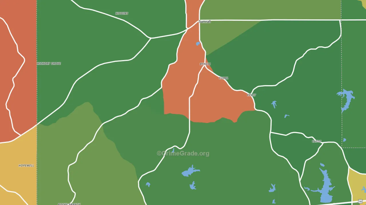 Sumrall, MS Map of Theft Rates