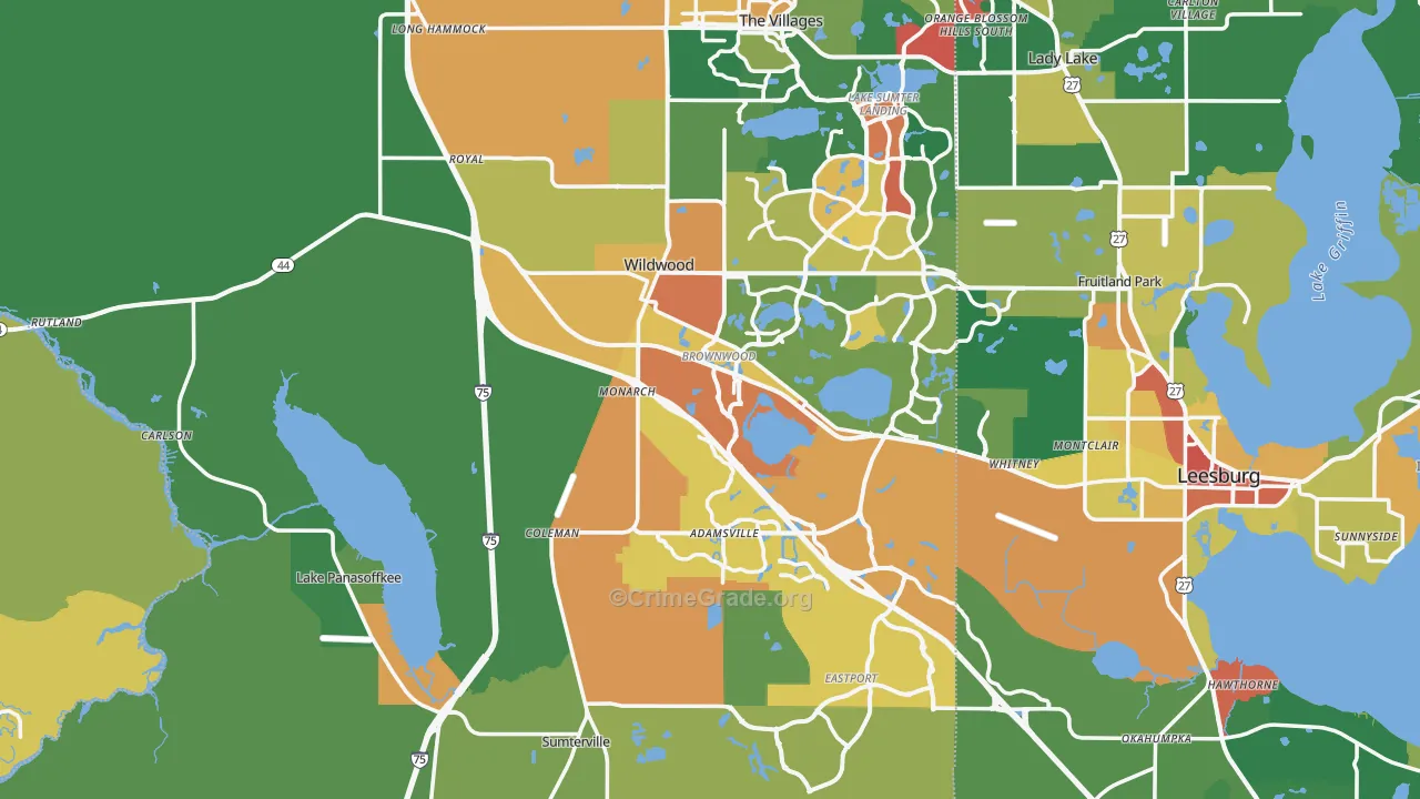 Sumter County, FL Map of Theft Rates