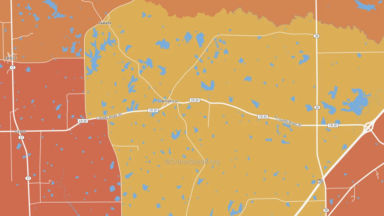 Sumterville, AL Map of Theft Rates