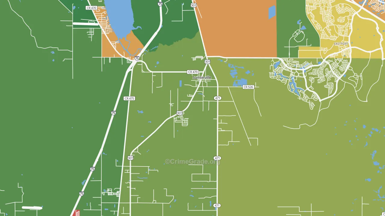 Sumterville, FL Map of Theft Rates