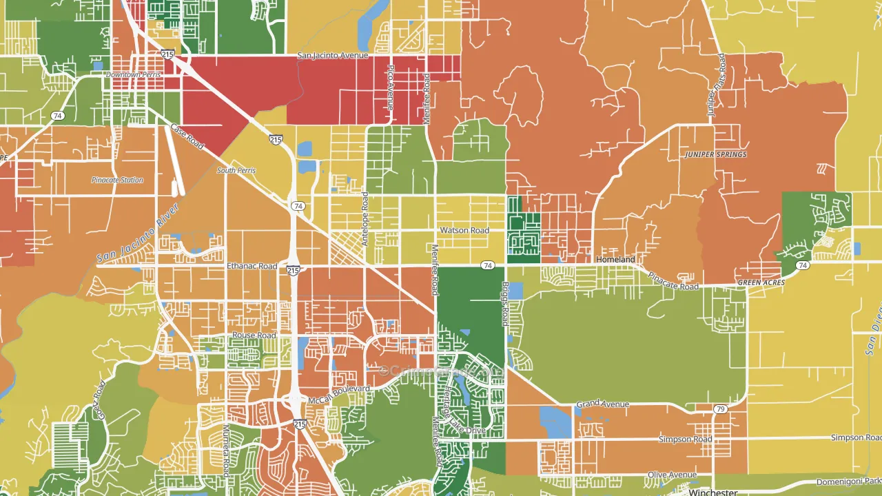 Sun City, CA Map of Theft Rates