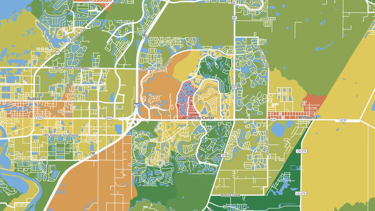 Sun City Center, FL Map of Theft Rates