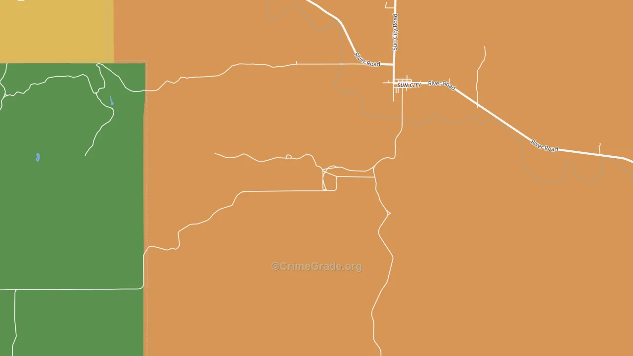 Sun City, KS Map of Theft Rates