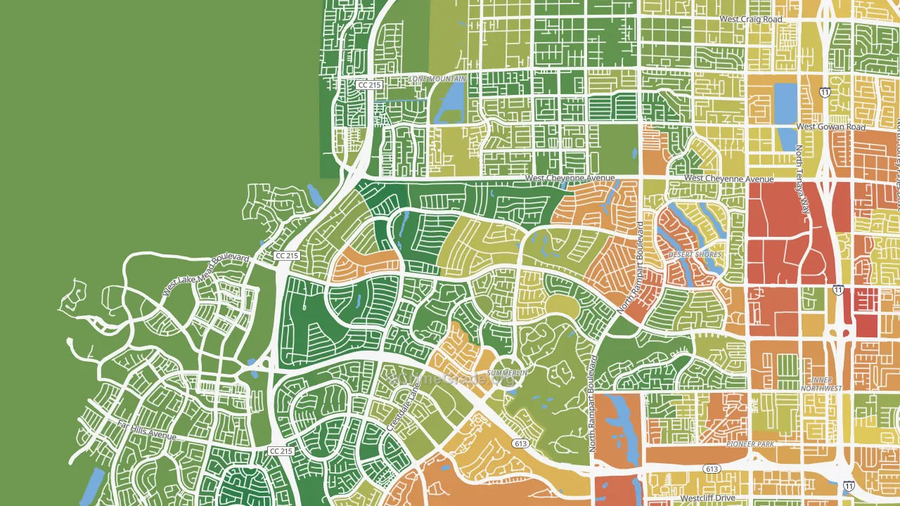 Sun City Summerlin, Las Vegas, NV Map of Theft Rates