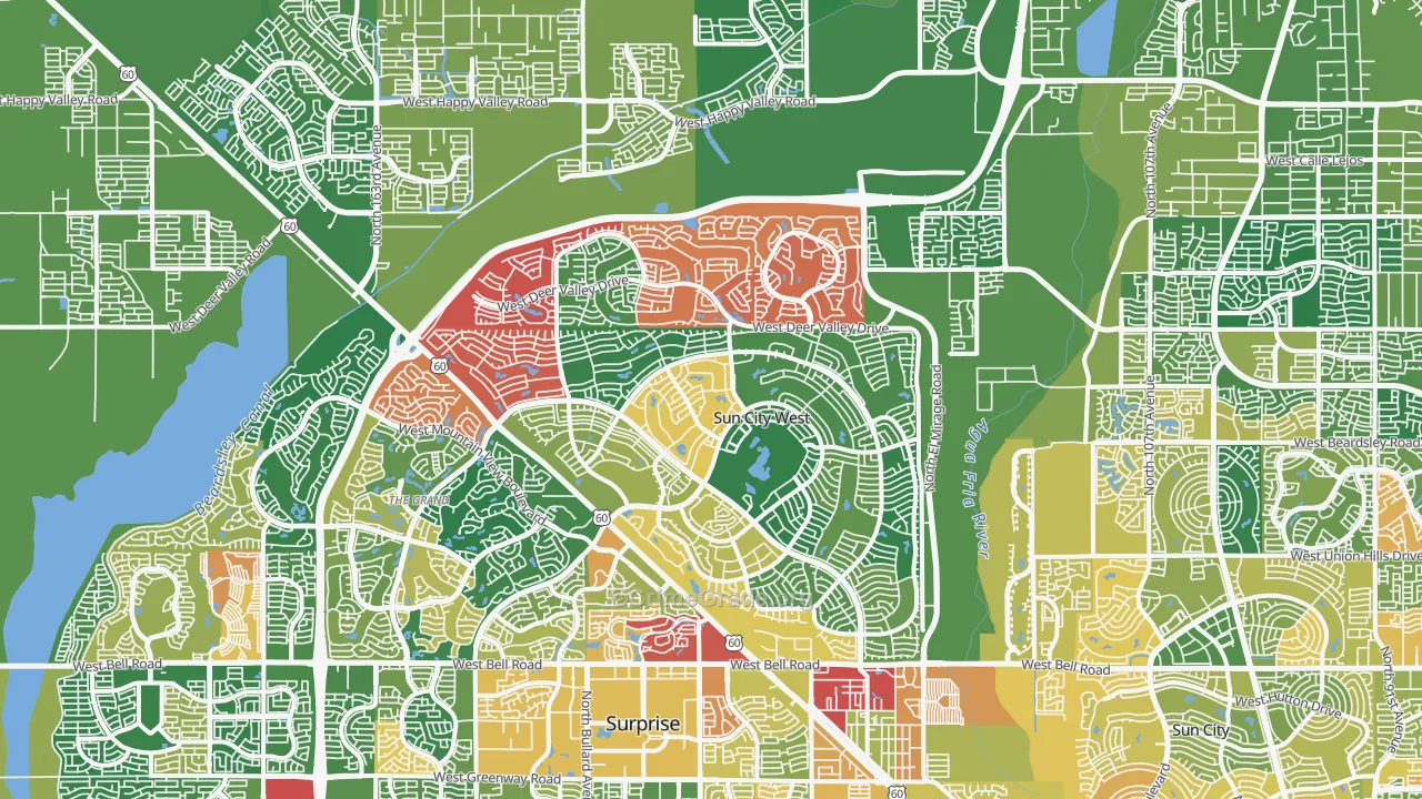 Sun City West, AZ Map of Theft Rates
