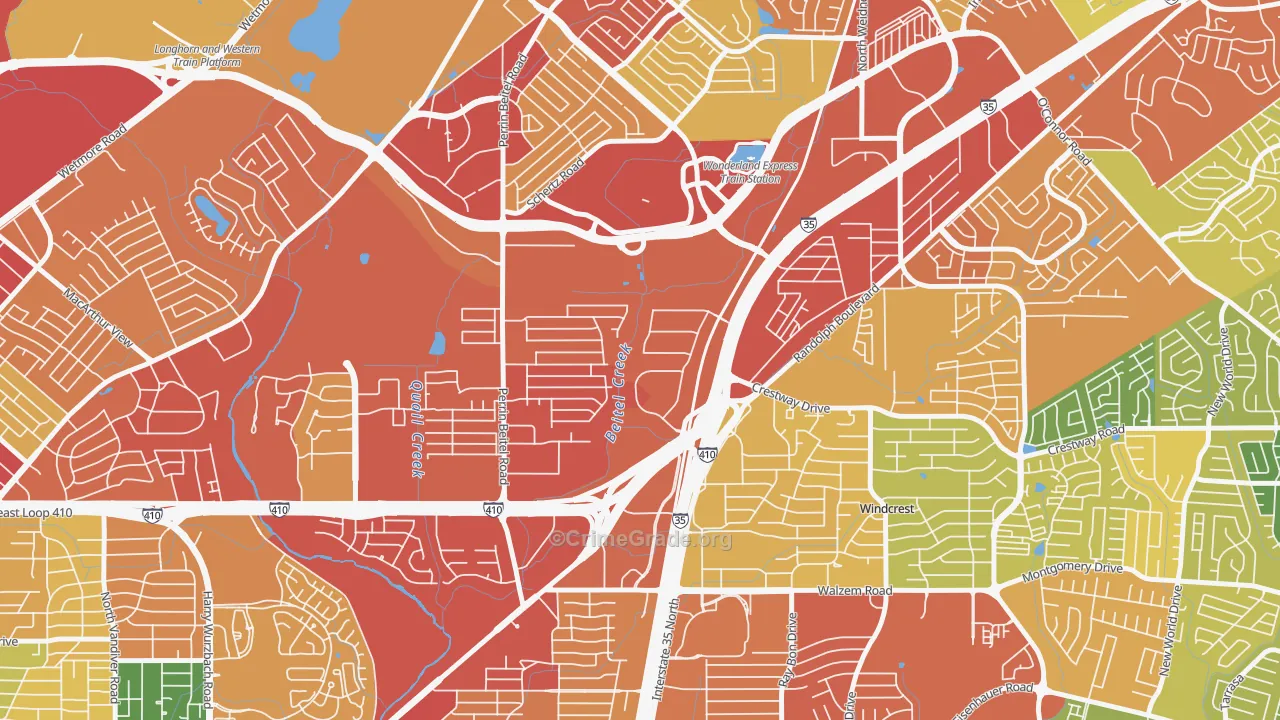 Sun Gate, San Antonio, TX Map of Theft Rates