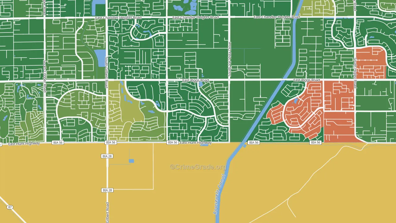Sun Groves, Chandler, AZ Map of Theft Rates