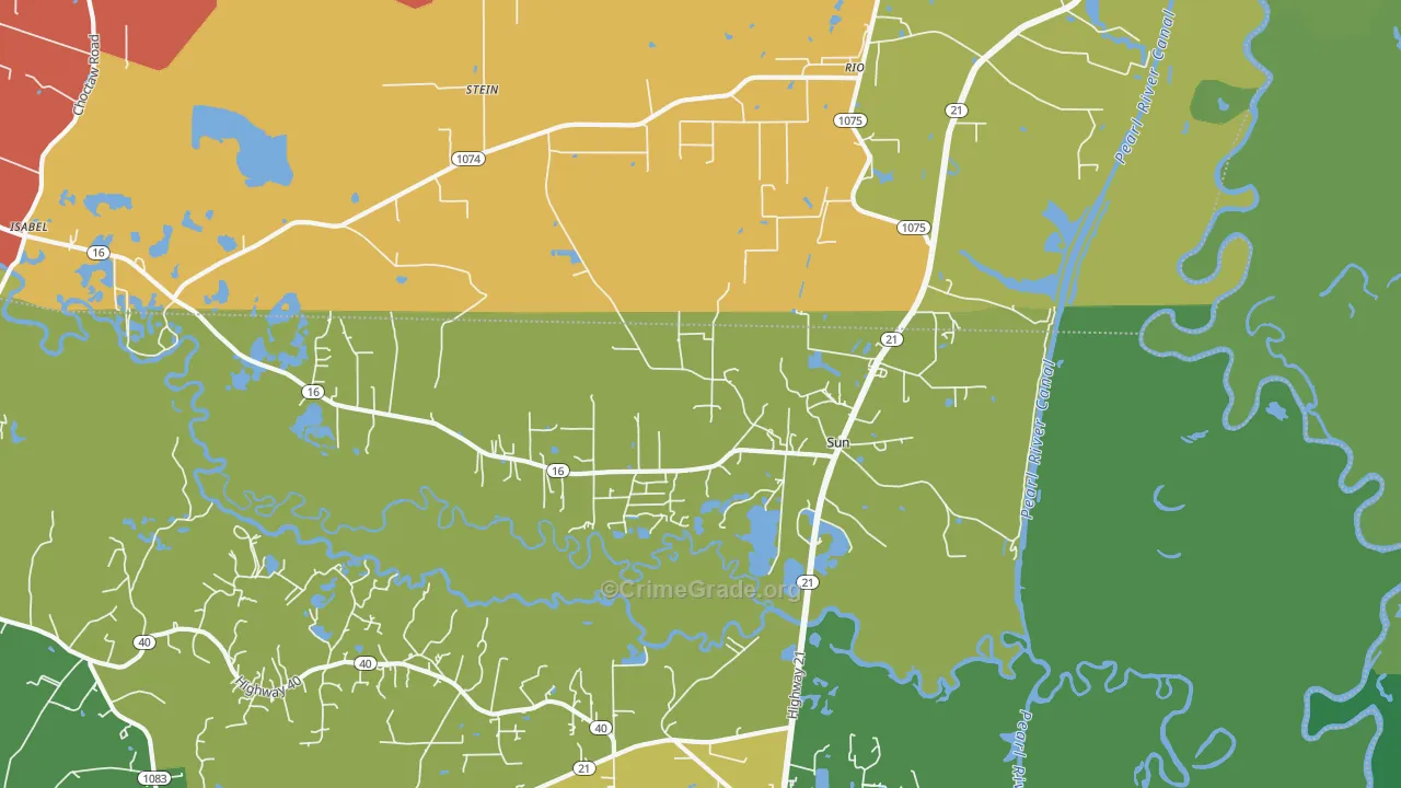 Sun, LA Map of Theft Rates
