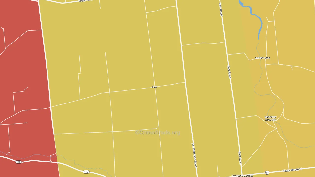 Sun, NY Map of Theft Rates