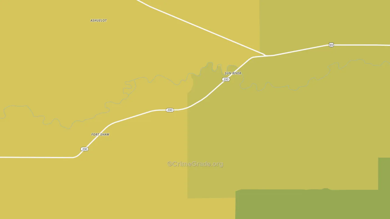 Sun River, MT Map of Theft Rates