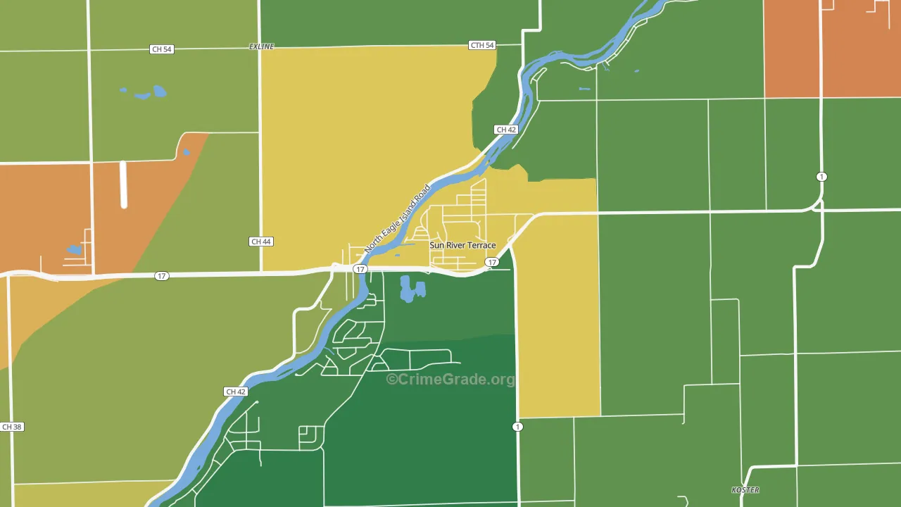 Sun River Terrace, IL Map of Theft Rates