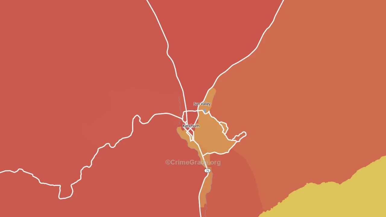 Sun Valley, ID Map of Theft Rates
