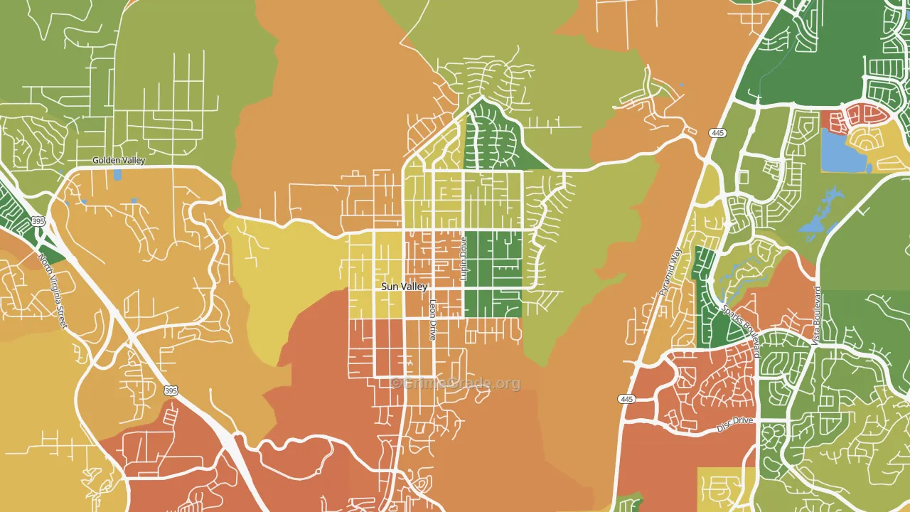 Sun Valley, NV Map of Theft Rates