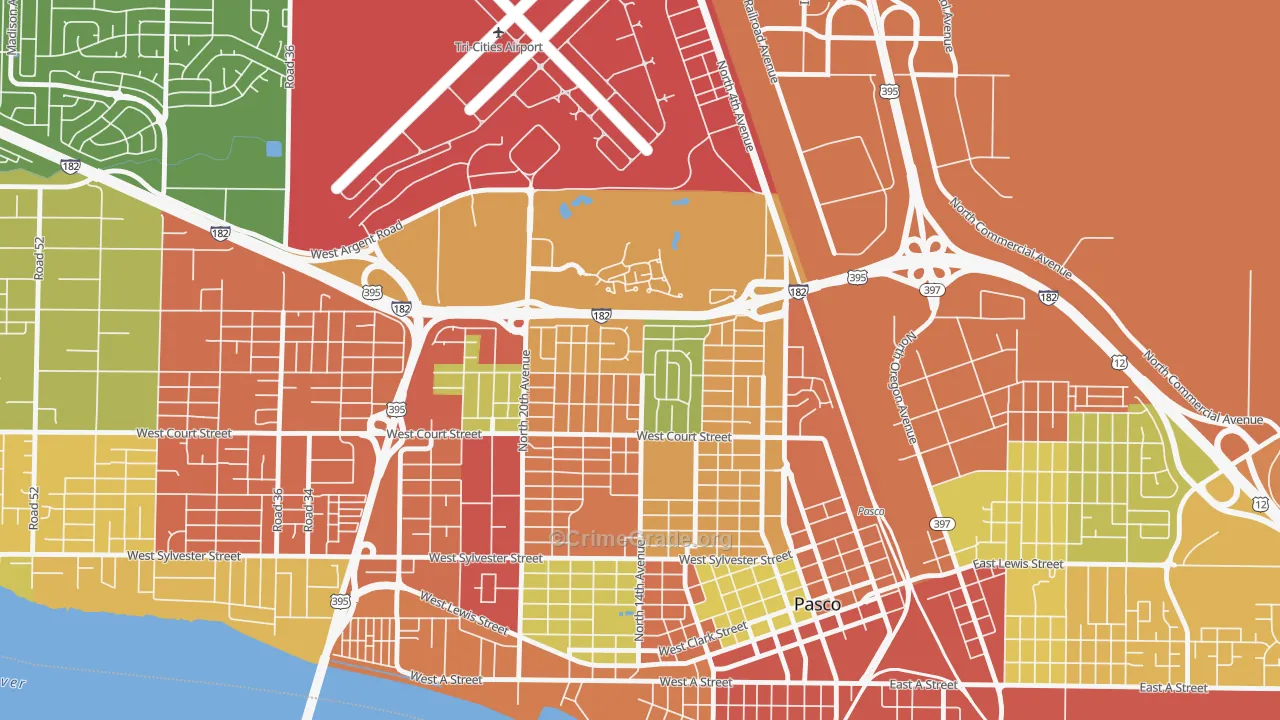 Sun Willows, Pasco, WA Map of Theft Rates