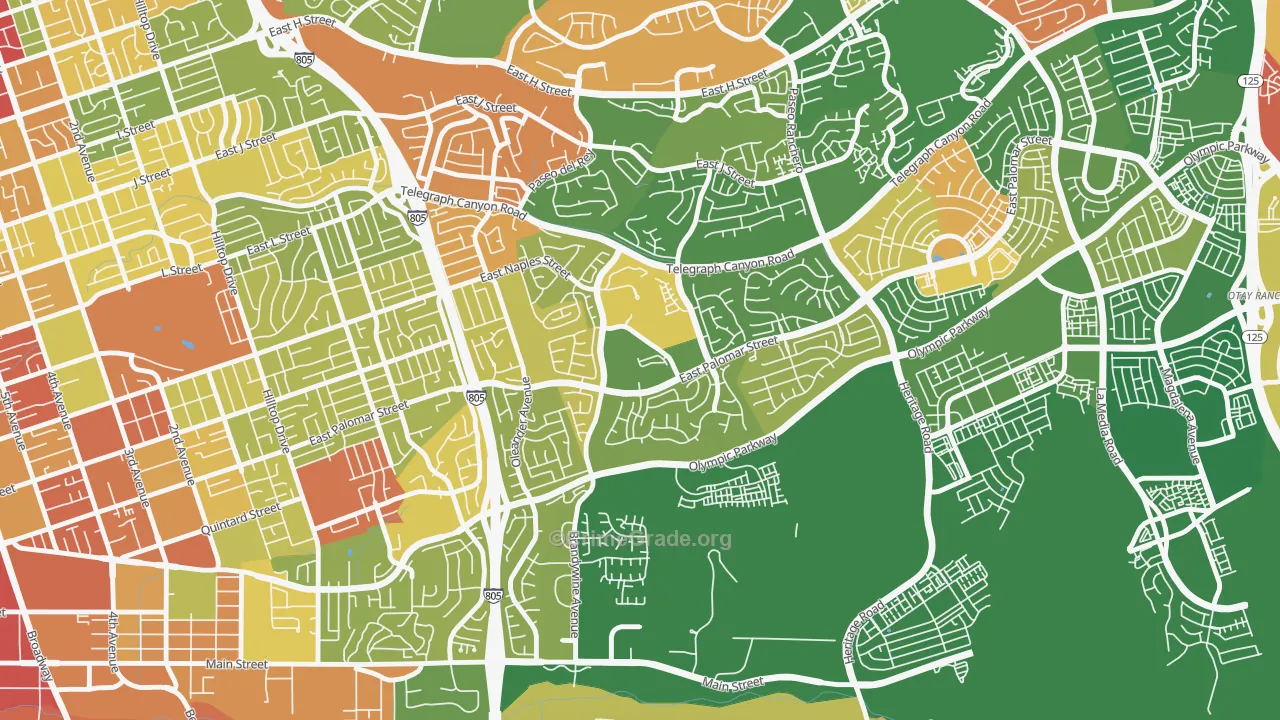 Sunbow, Chula Vista, CA Map of Theft Rates