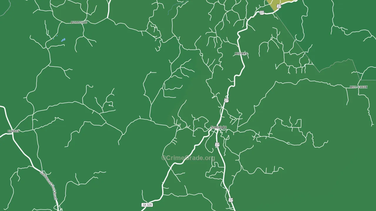 Sunbright, TN Map of Theft Rates