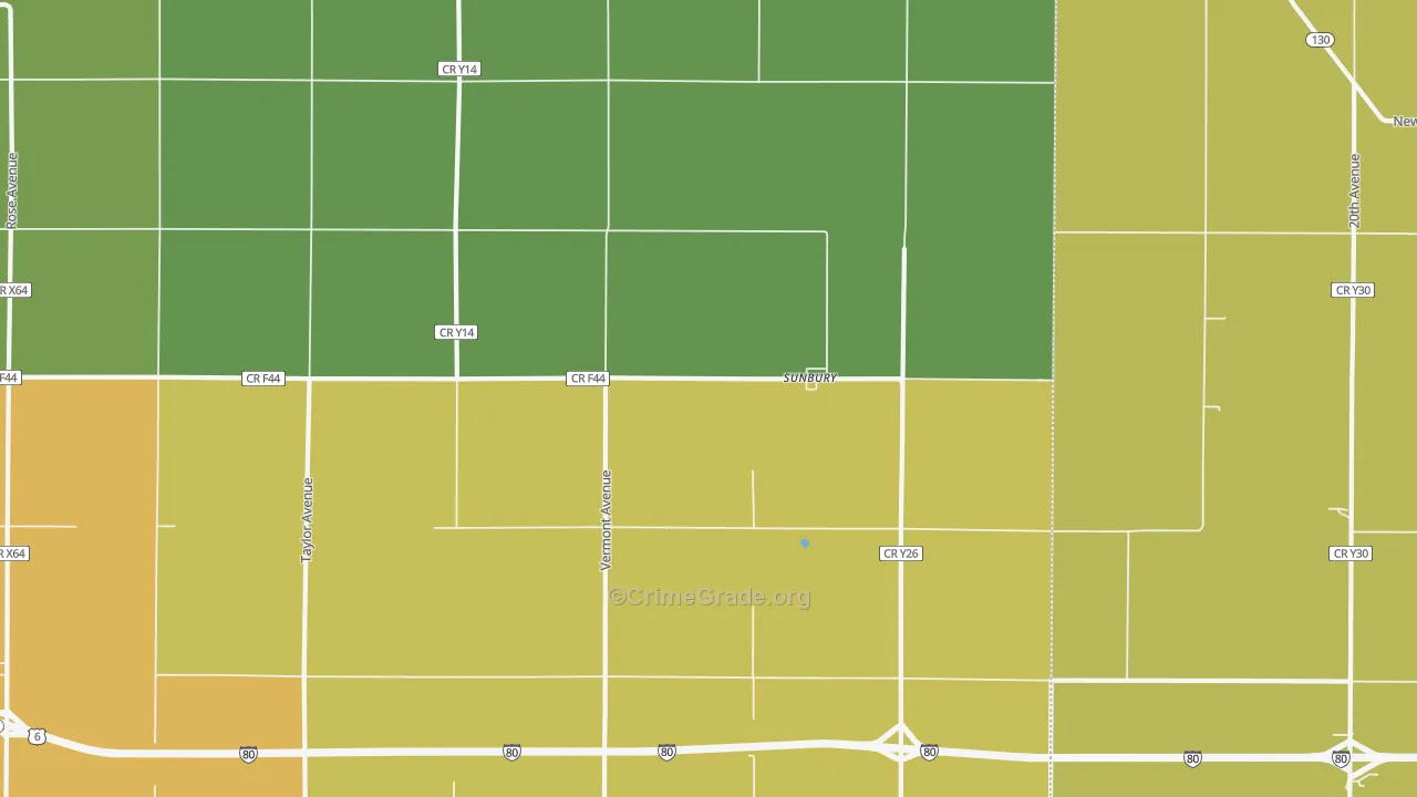Sunbury, IA Map of Theft Rates