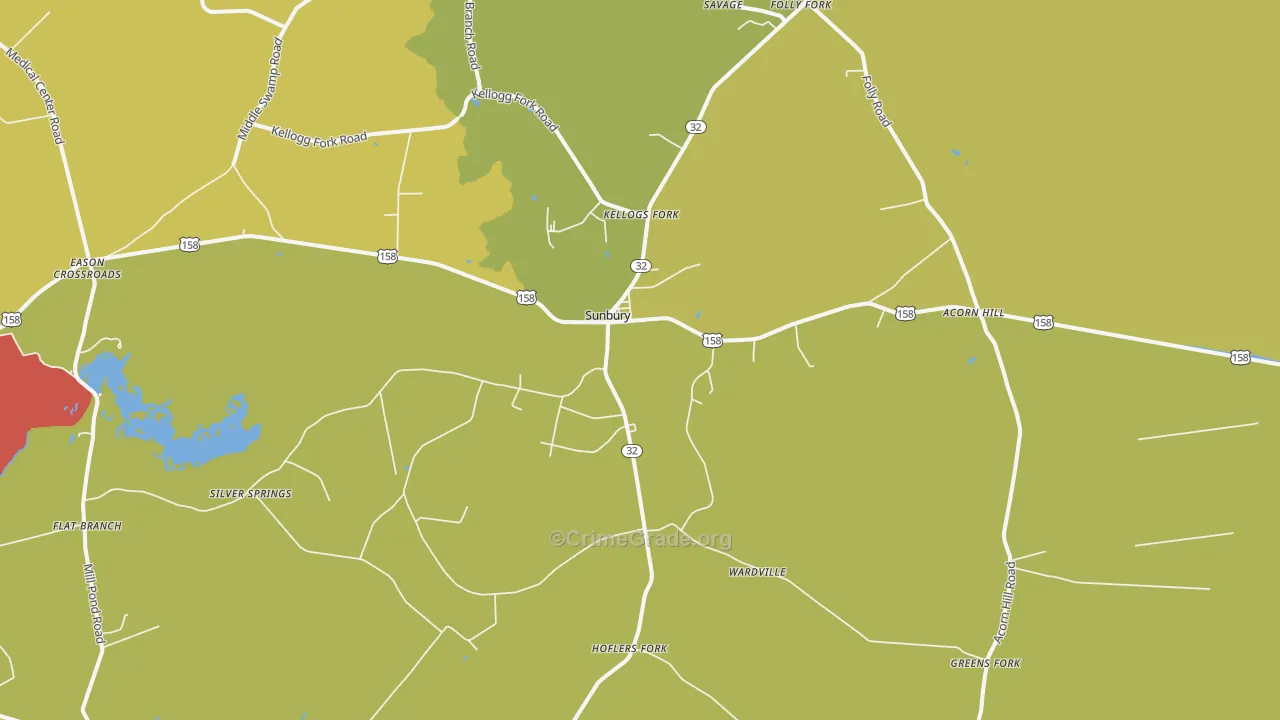 Sunbury, NC Map of Theft Rates