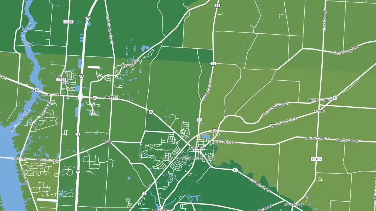 Sunbury, OH Map of Theft Rates