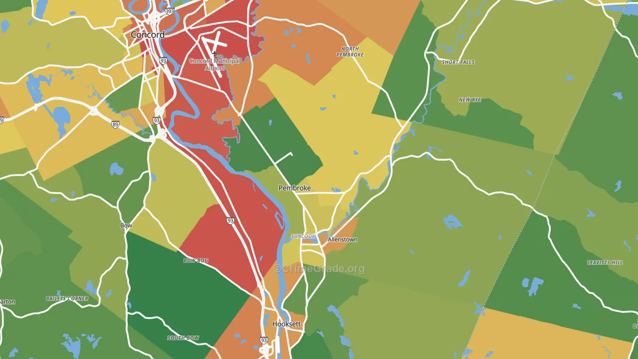 Suncook, NH Map of Theft Rates