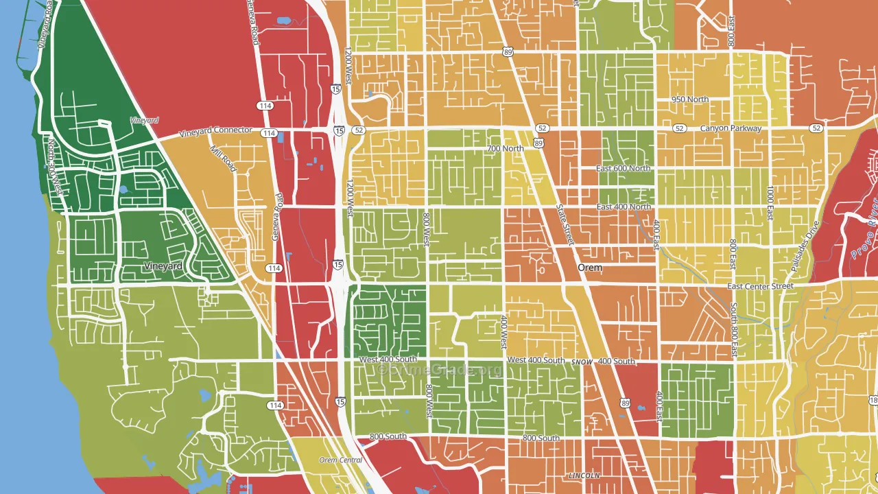 Suncrest, Orem, UT Map of Theft Rates