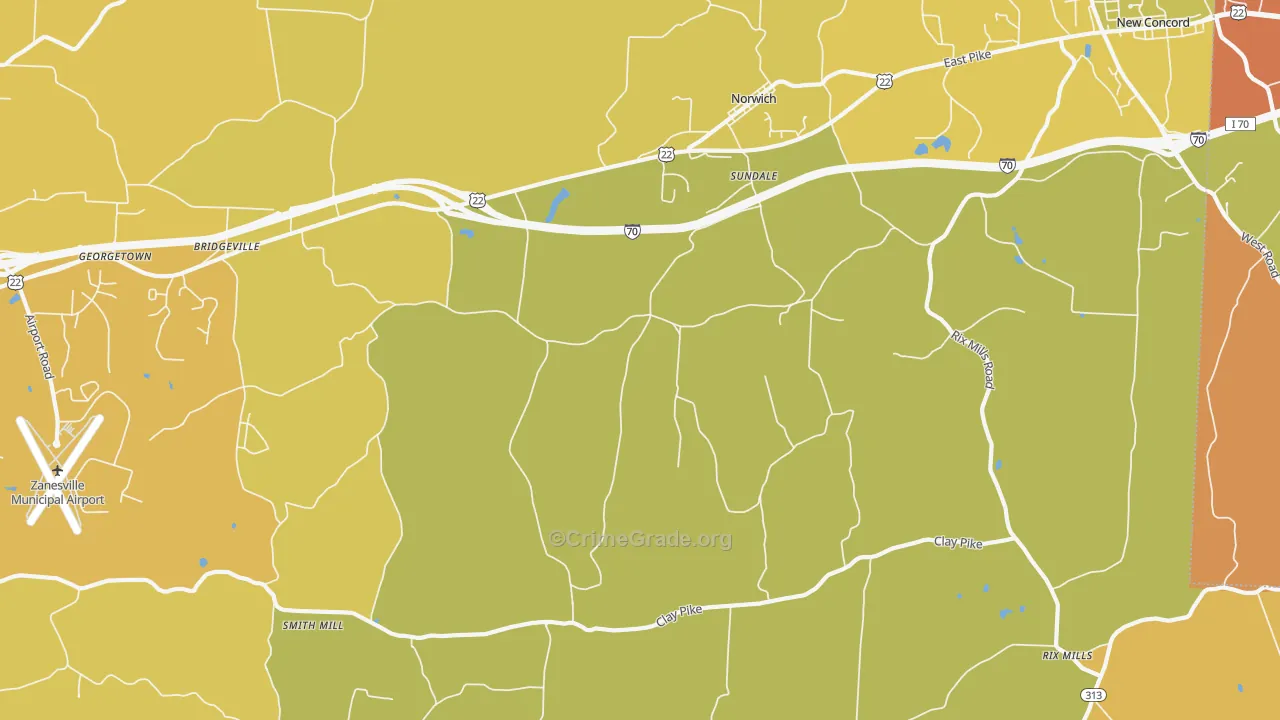 Sundale, OH Map of Theft Rates