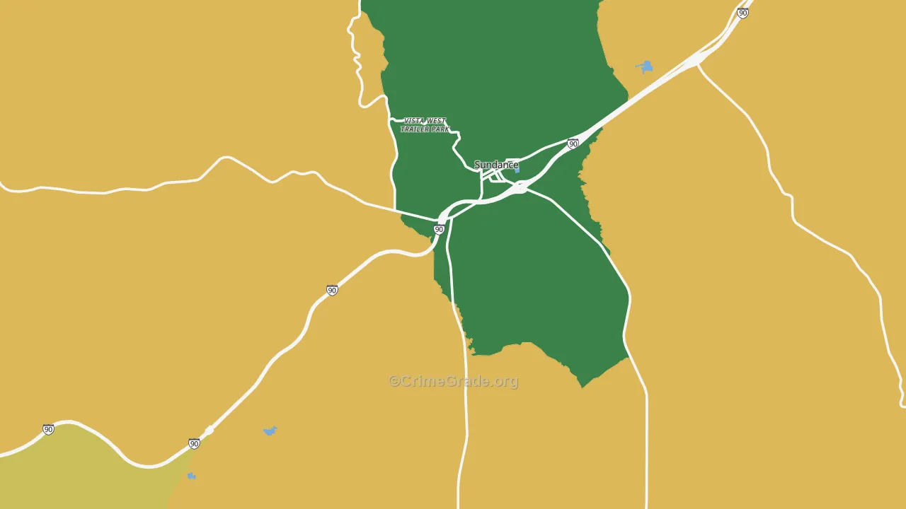 Sundance, WY Map of Theft Rates