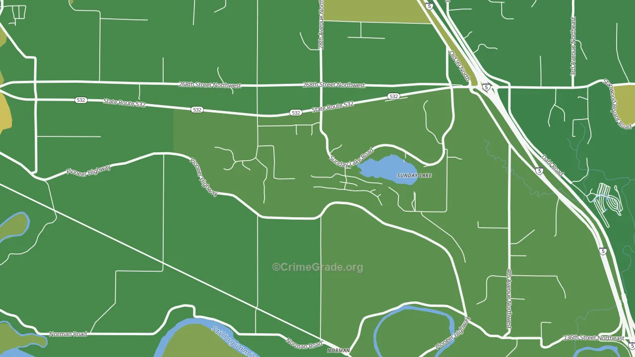 Sunday Lake, WA Map of Theft Rates