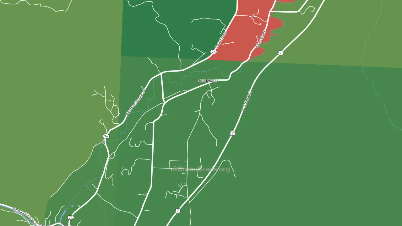 Sunderland, VT Map of Theft Rates