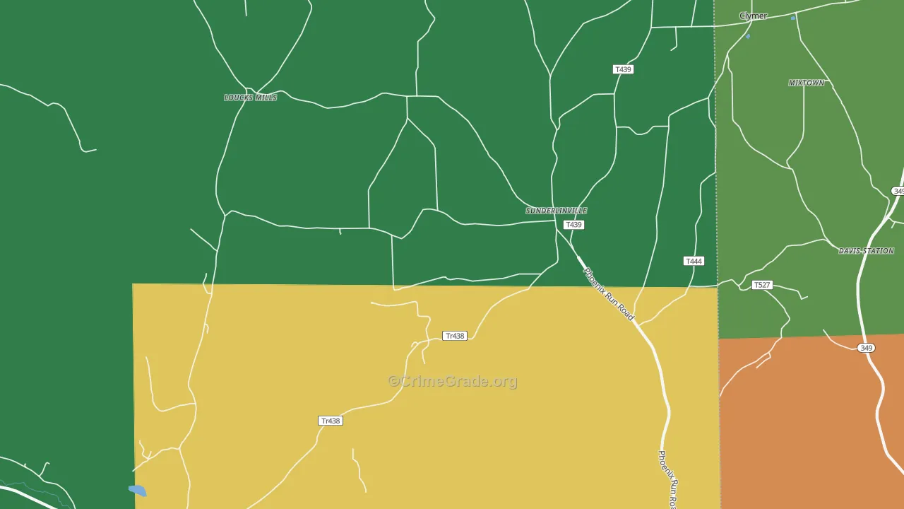 Sunderlinville, PA Map of Theft Rates