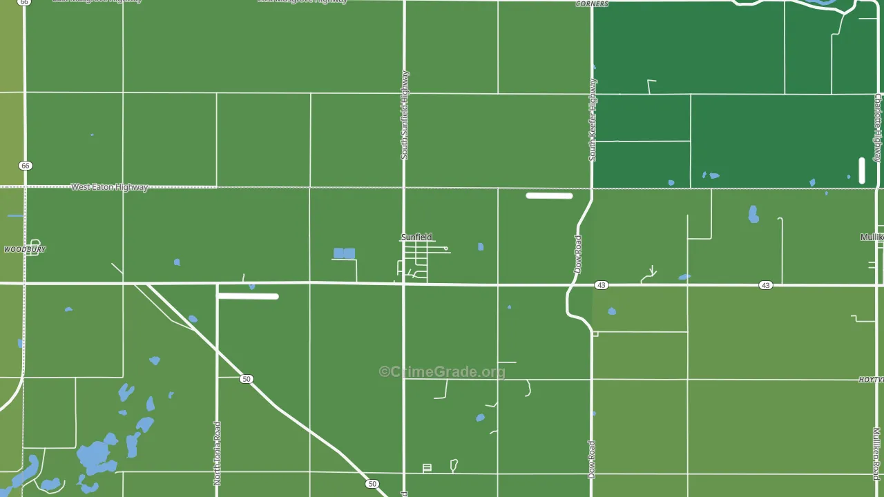 Sunfield, MI Map of Theft Rates
