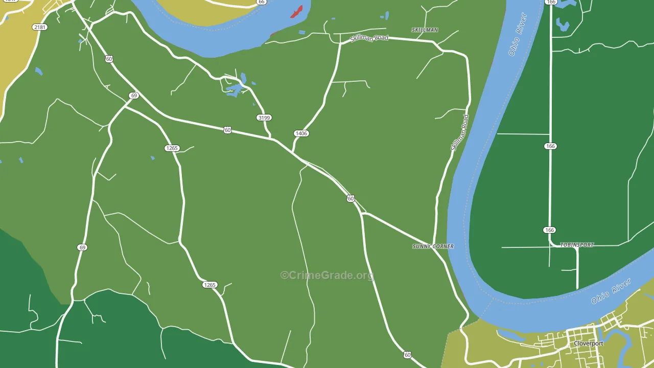 Sunny Corner, KY Map of Theft Rates