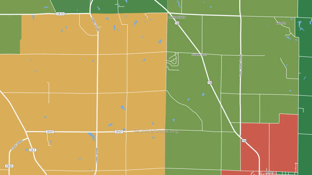 Sunny Hill Estates, IL Map of Theft Rates