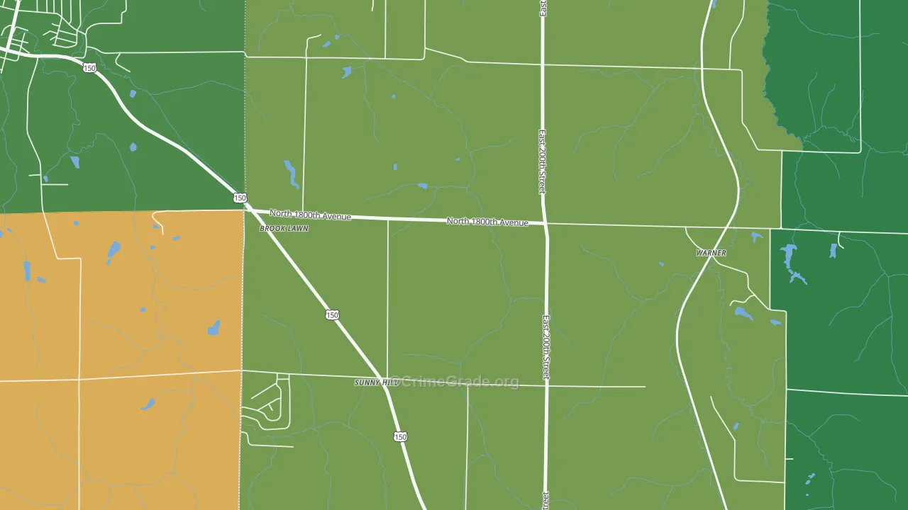 Sunny Hill, IL Map of Theft Rates