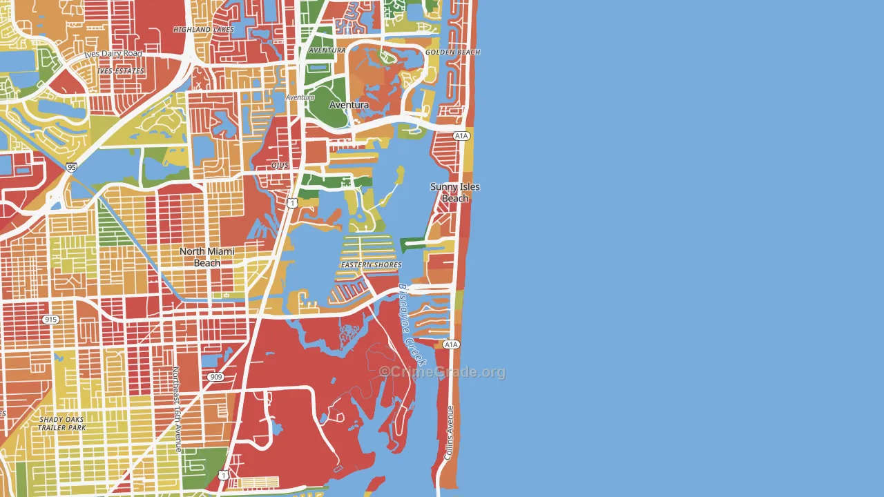 Sunny Isles Beach, FL Map of Theft Rates