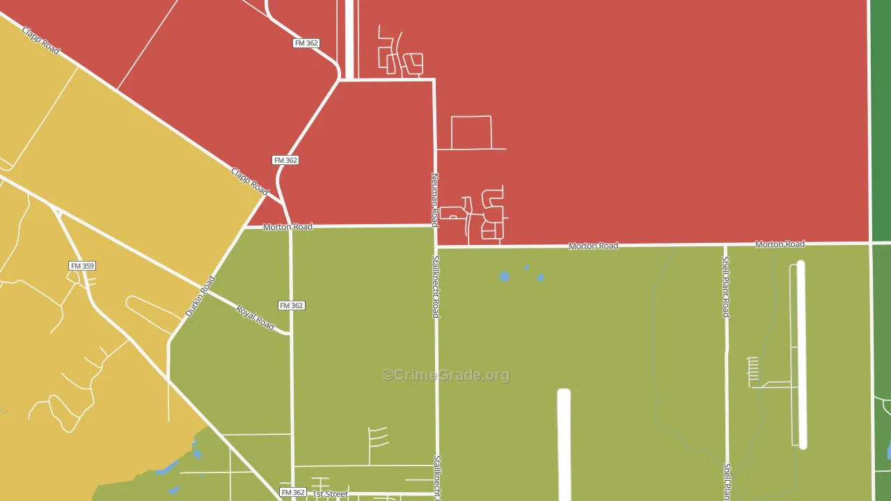 Sunny Side, TX Map of Theft Rates