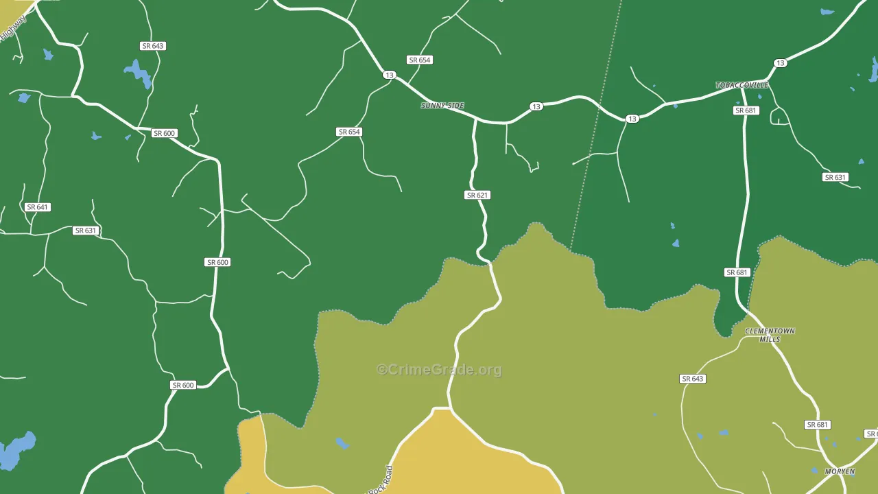 Sunny Side, VA Map of Theft Rates