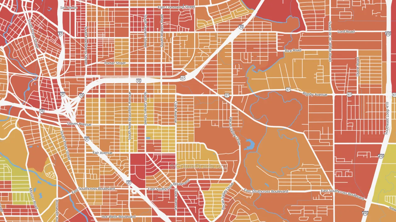 Sunny Slope, San Antonio, TX Map of Theft Rates